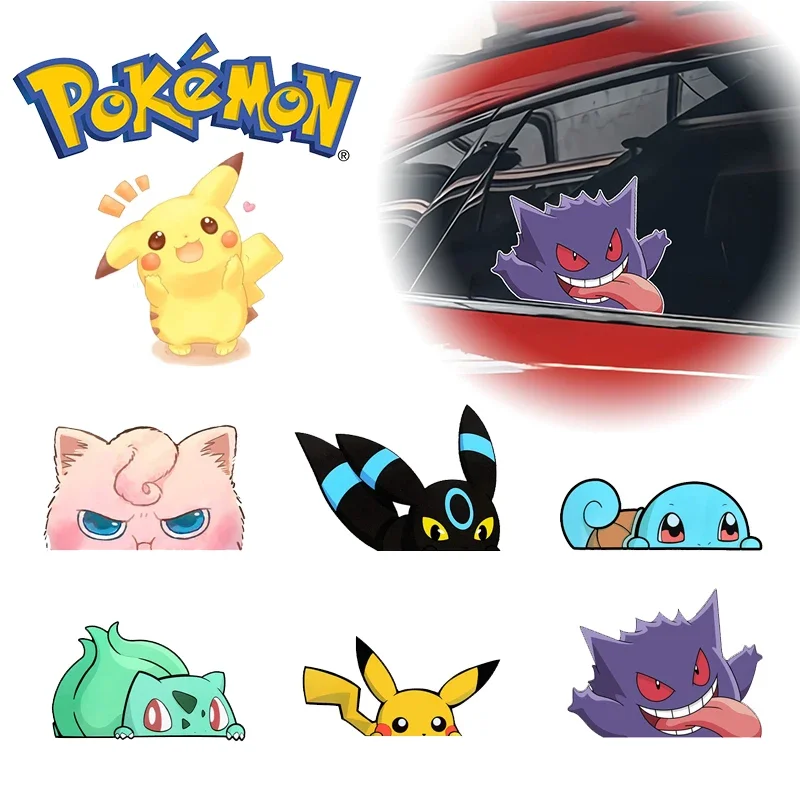 Pokemon Pikachu Cartoon Car Stickers 14cm Small Size Cute Animation Styling Gengar Auto Window Decals Windshield Accessories New