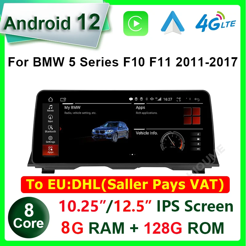 

10.25" / 12.5" 8 Core 8G+128G Android 12 Car Multimedia Player For BMW 520i 525i F10 F11 2011 - 2017 Stereo CarPlay Android Auto