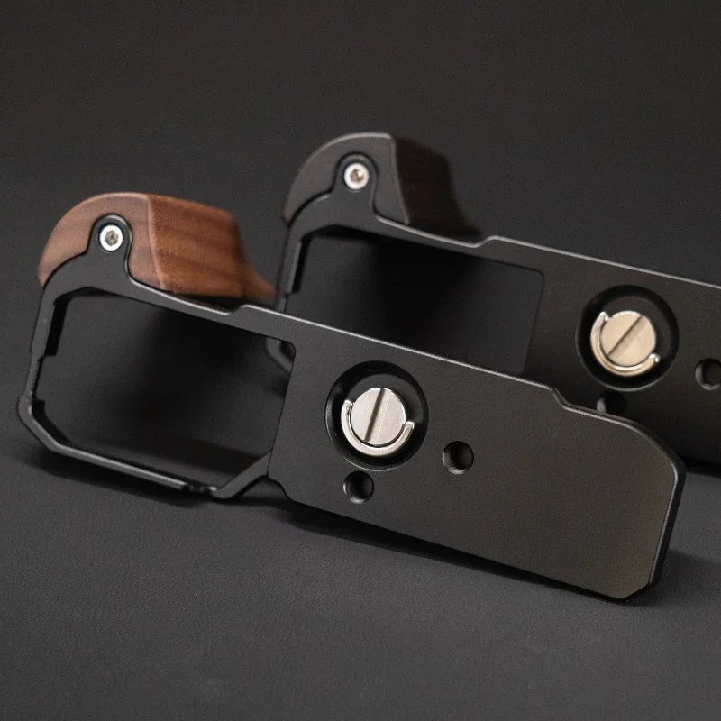 Retro solid wood L-shaped handle, curved design, with quick-loading plate, removable