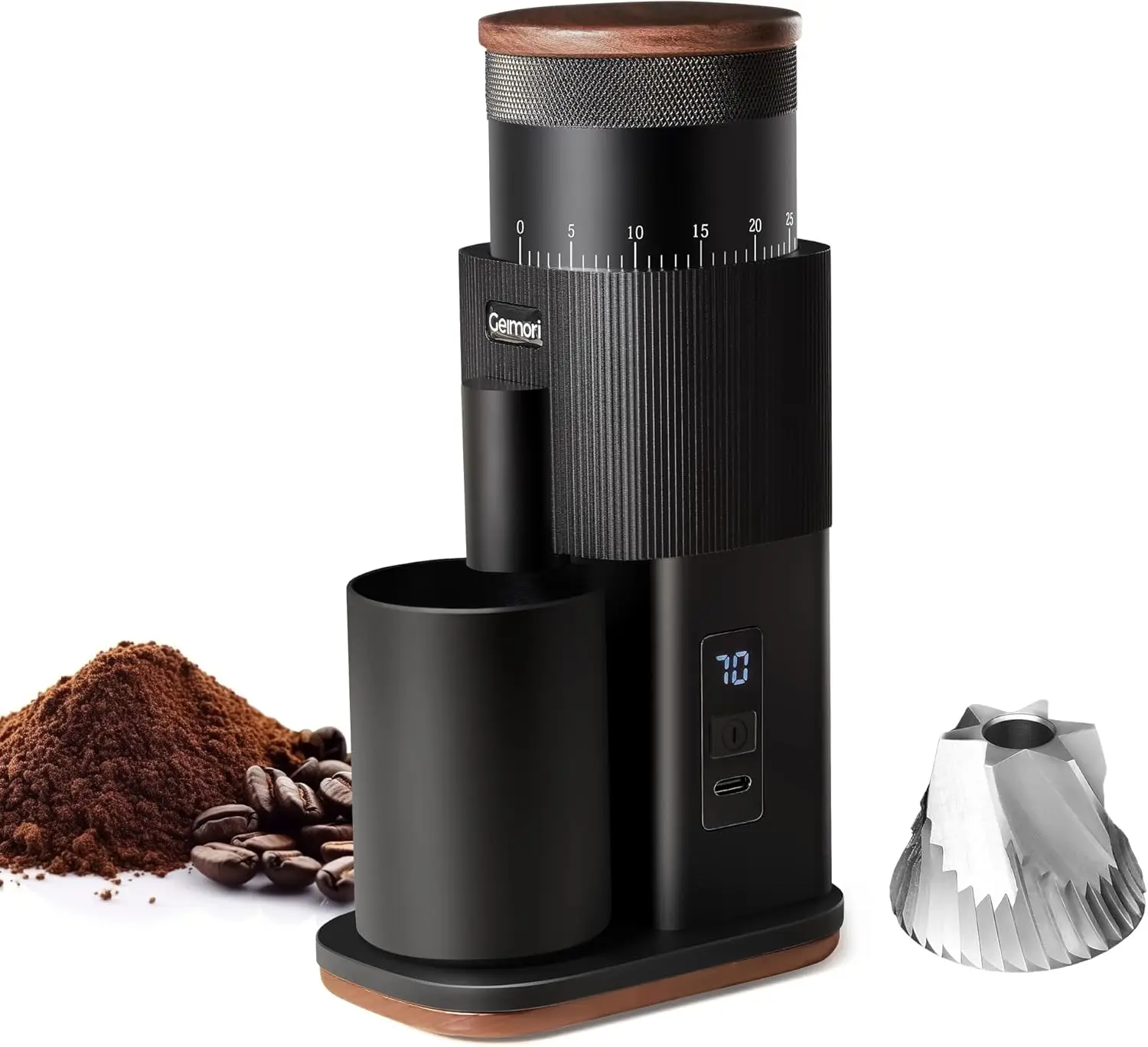 

Portable Cordless Coffee Grinder with Conical Burrs, 3600mAh Battery, Stepless Grind Settings for Espresso & French Press