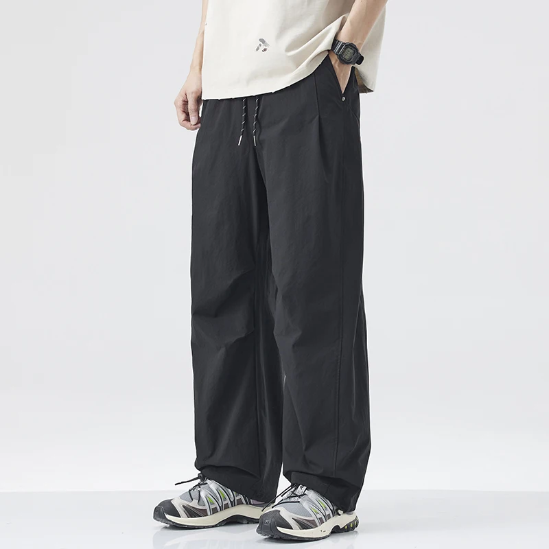 

Мужские летние повседневные брюки American High Street: свободные, прямые, широкие, модные, однотонные, длинные штаны