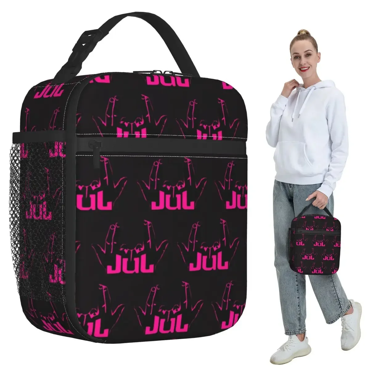 French Rapper Jul Sign Insulated Lunch Bag for Women Office Cooler Thermal Food Box Tote Leakproof Lunch Boxes Container