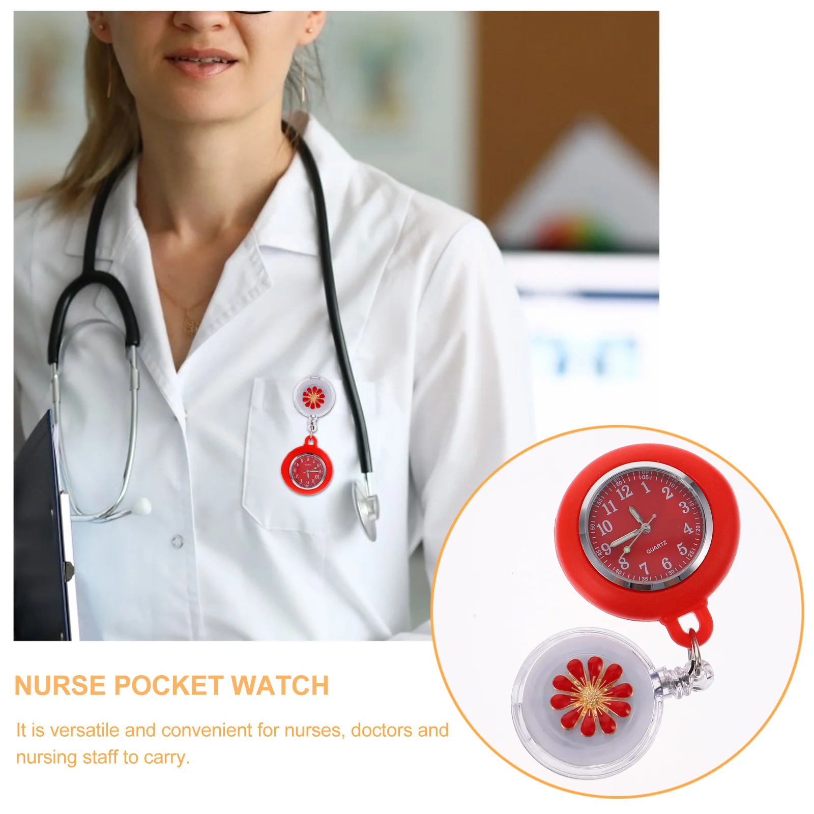 

1Pcs Nurse Hanging Pocket Watch Durable Alloy Retractable Clip-on Nursing Watch for Nurses Doctors Nurse Watches for Women