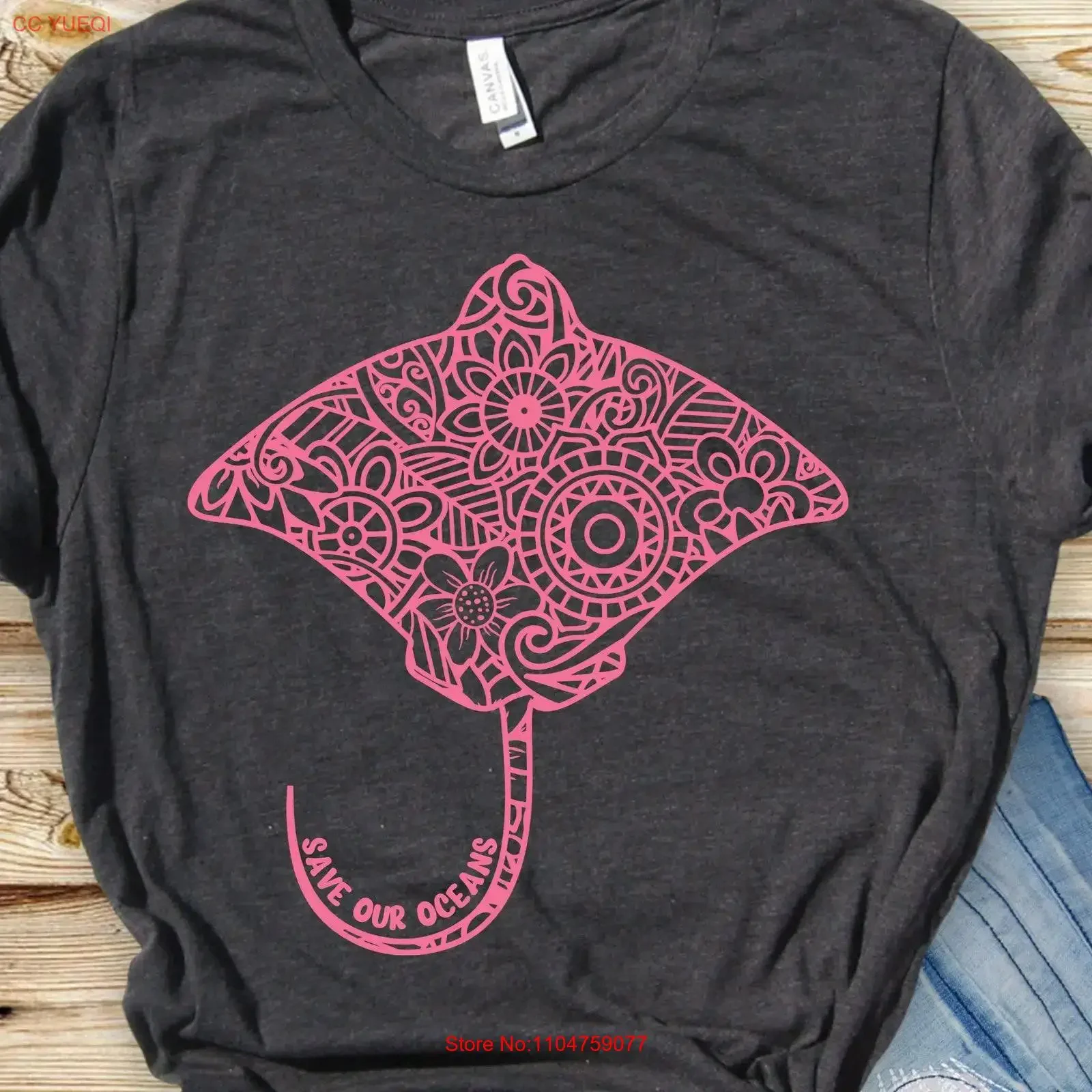 Manta Ray T Shirt Stingray Ocean Beach For Women Mandala s Beachy Conservation Marine Biology vintage Washed graphic Versatile