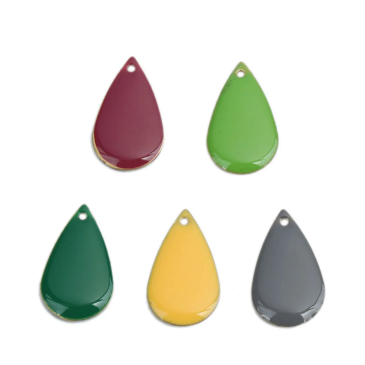 Water Drop Enamel Pendants Copper Enamelled Double Sided Sequins Charms Unplated 21*13mm( 4/8