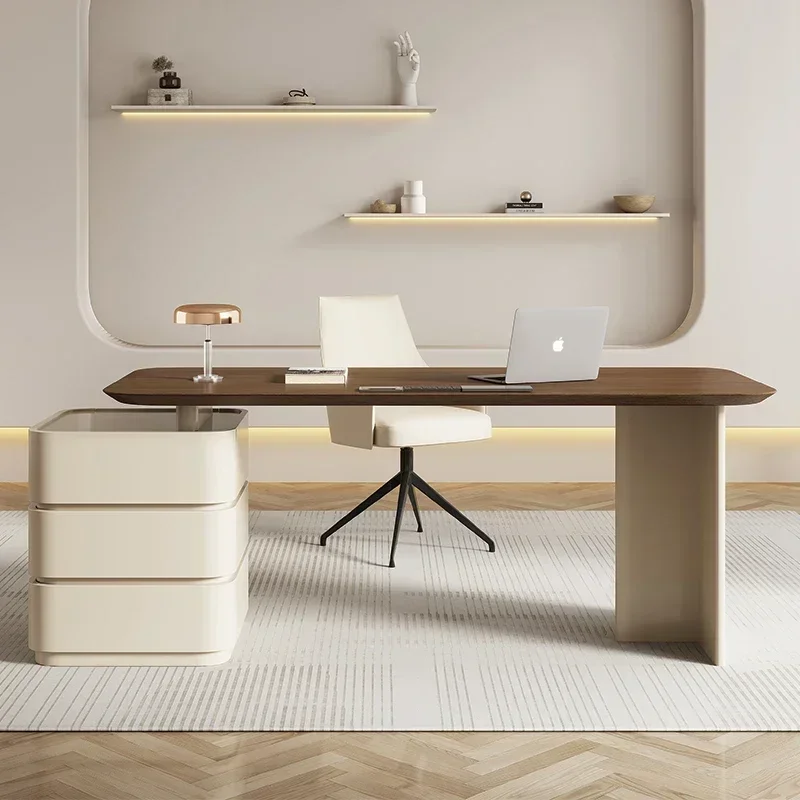 Desk Cream Style Retro Domestic Study Desk Light Luxury Minimalist Desk All Solid Wood