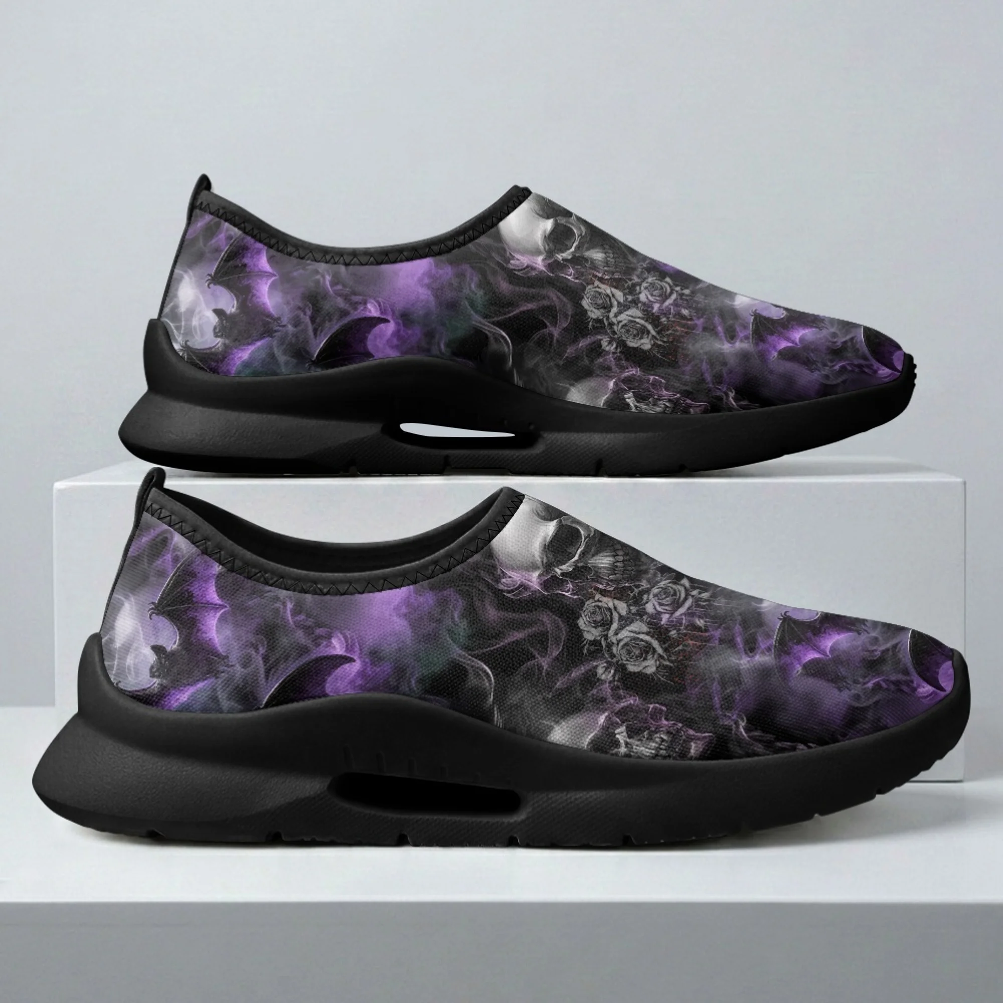 

XIXIRIMIDO Cool Skull Mens Casual Shoes Slip On Walking Sneakers Womens Gym Workout Shoes Breathable Mesh Walking Shoes 35-48
