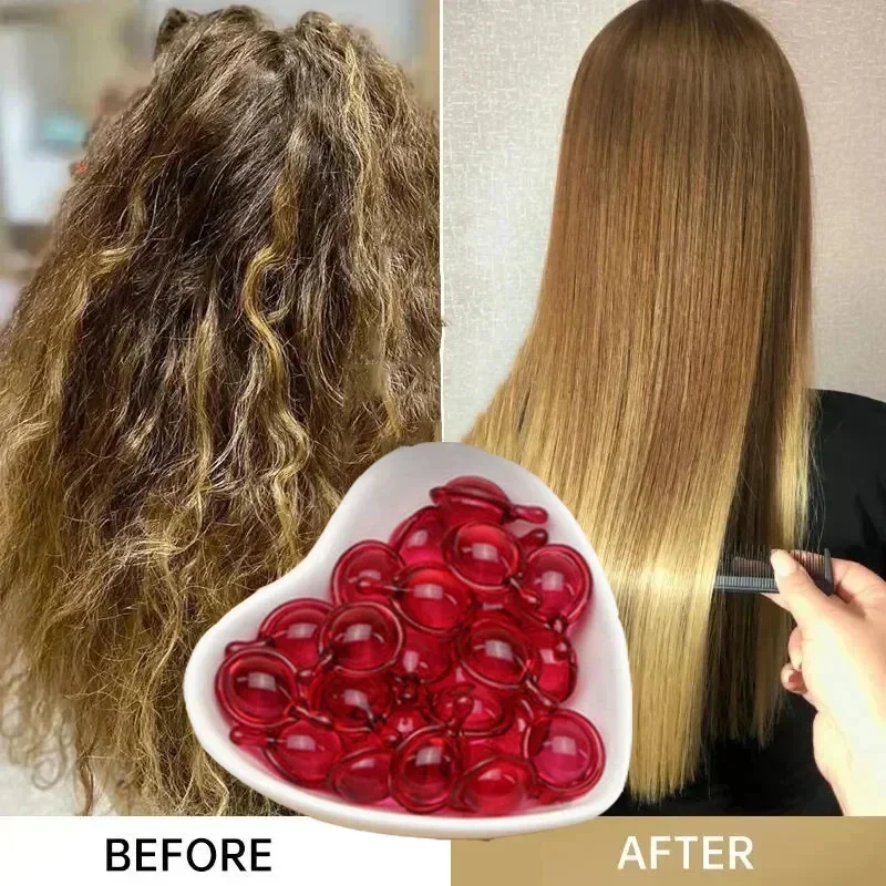 Cápsula de vitamina mágica do cabelo, óleo de queratina, reparo rápido, cabelos secos crespos, hidratação profunda, restaurar suave suave, máscara