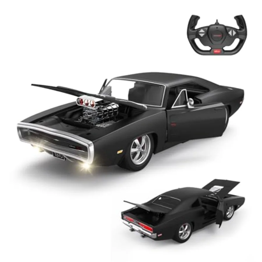 

RASTAR RC Cars 1:16 Fast Furious 1970 Dodge Charger R/T Remote Control Car Toy Muscle Cars for Boys Matt Black 2.4G