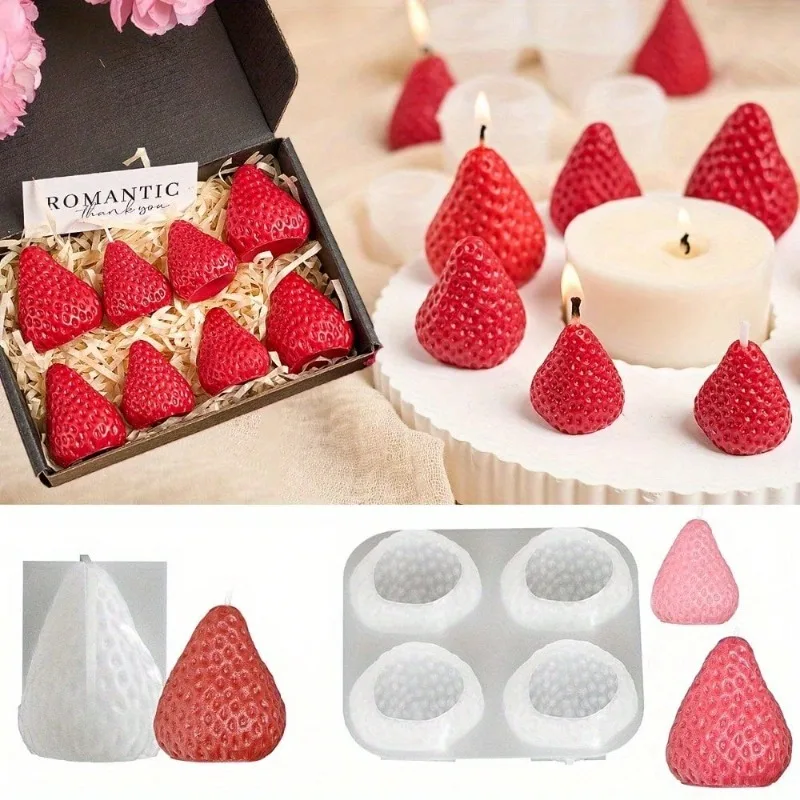 Erdbeere Silikon Kerze Form 3D Obst Handwerk DIY Backen Harz Schokolade Fondant Dekorative Formen Handgemachte Party Liefert