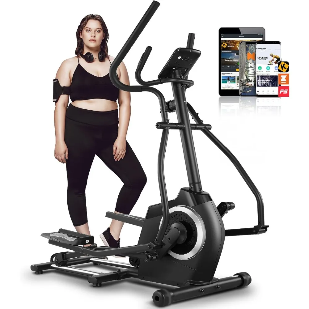 Elliptical Machine, Elliptical Exercise Machine, with APP Hyper-Quiet Front Magnetic Driving System, 420LBS Weight Capacity