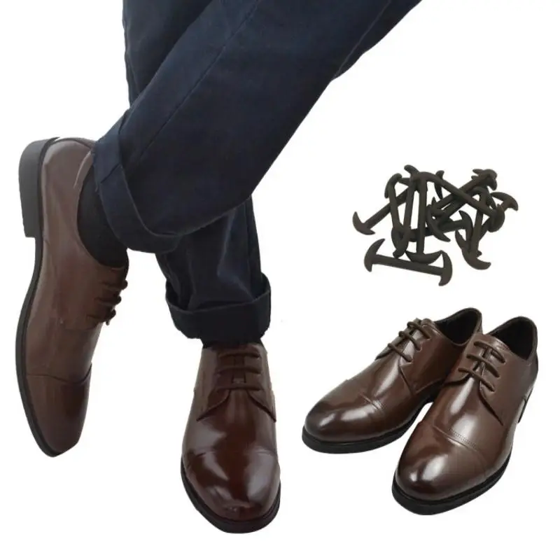 Lederschuh-Silikonschnürsenkel, elastisch, ohne Schnürsenkel, runde Schnürsenkel für Sneaker, Schnürsenkel, für Erwachsene und Kinder, Bungee-Gummi, 12 Stück/Set