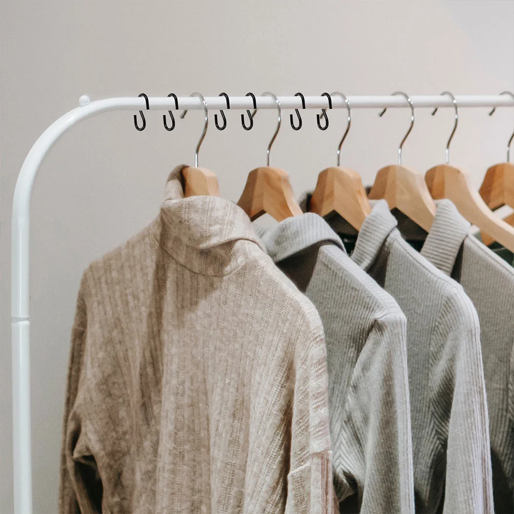 Ganchos de piezas para colgar toallas en el hogar, perchas multifuncionales de Metal negro, almacenamiento de ropa, sombreros y puertas, 50 unidades