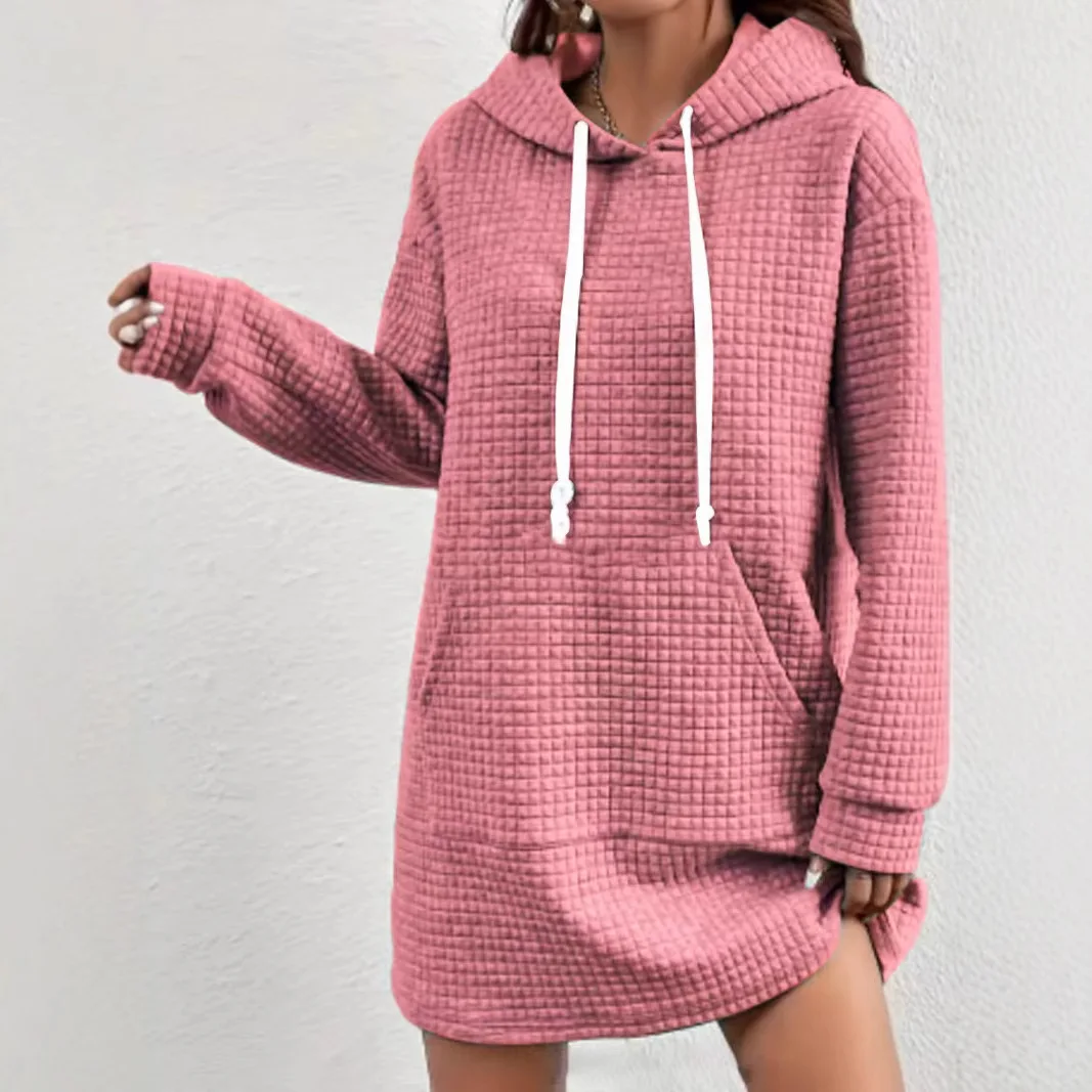 2025 فستان نسائي كاجوال بقلنسوة وأكمام طويلة ريترو