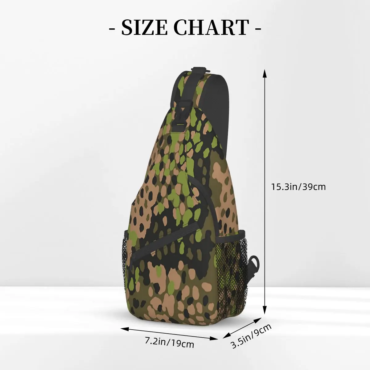 WW2 SS Erbsentarn 위장 크로스바디 슬링백, 작은 체스트백, 카모 육군 숄더백팩, 여행 하이킹 캠핑용 데이팩