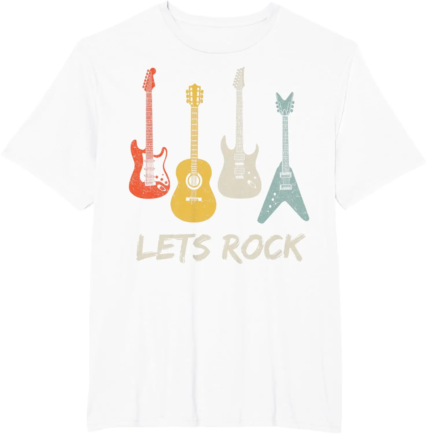 Lets Rock Rock n Roll Guitar Retro Gift Men Women Shirt T-Shirt