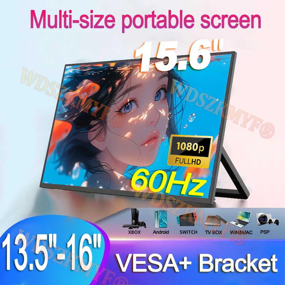 

13.5/14.1/15.6/16.0 Inch IPS Screen Portable Monitor Gaming Computer Expand Display For XBox PS4/ 5 Switch Loptop PC Cell Phone