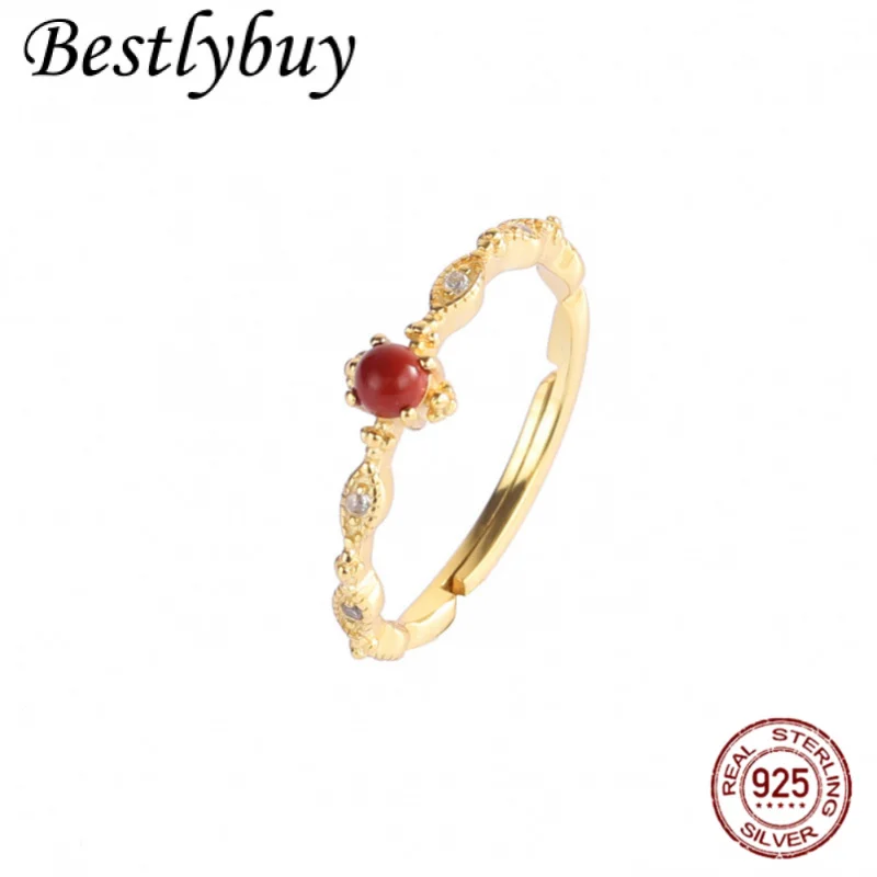 

НОВОЕ кольцо из стерлингового серебра 925 пробы, оригинальный дизайн, натуральный красный агат, женское модное свадебное легкое роскошное ювелирное изделие