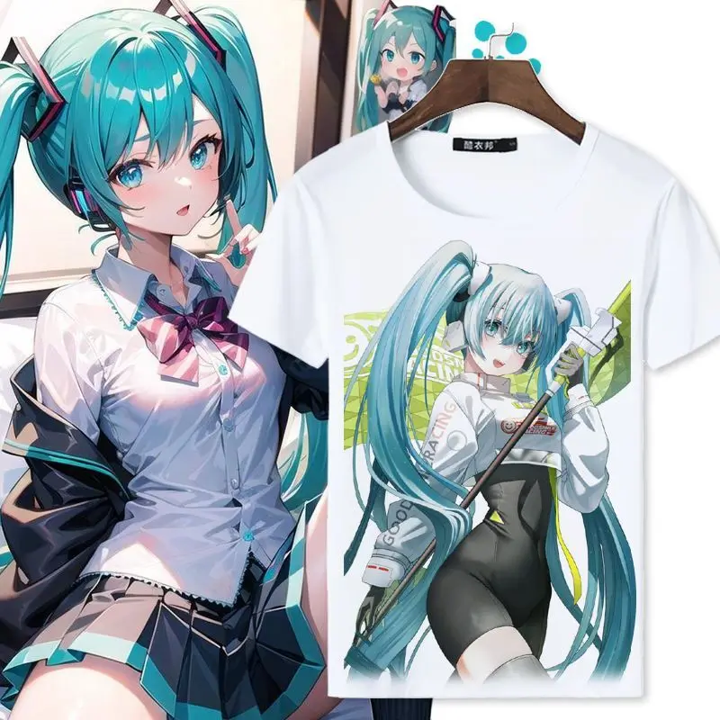 

Hatsune Miku style merchandise clothing anime short-sleeve T-shirt, two-dimensional cosplay apparel for men