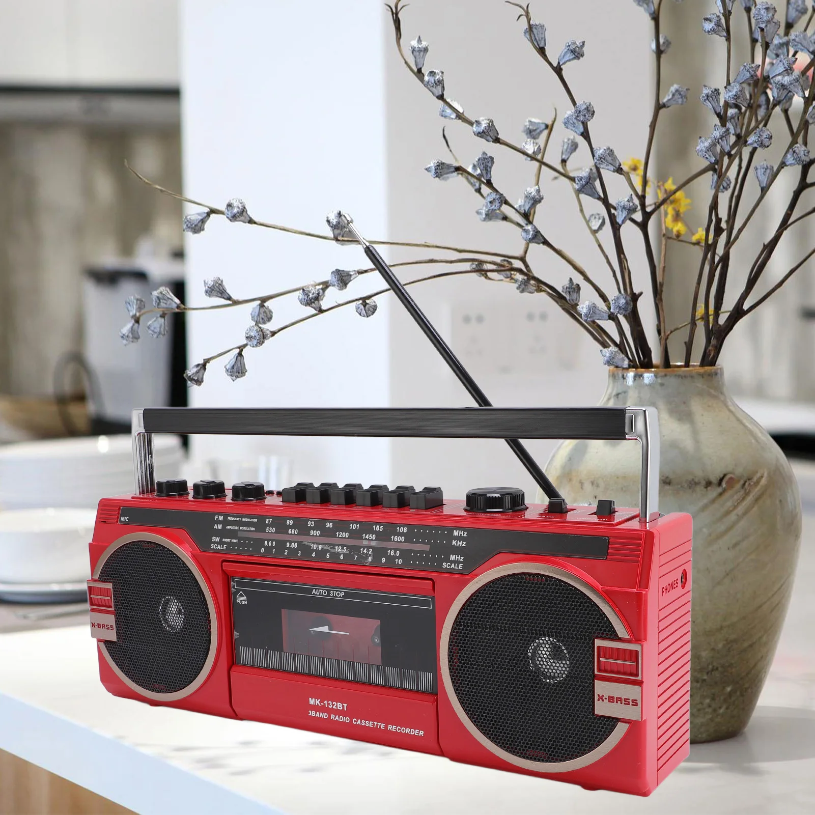 

Cassette Tape Player Recorder Radio Cassette Player Recorder Speaker AC Powered USB Slot Retro for Outdoor