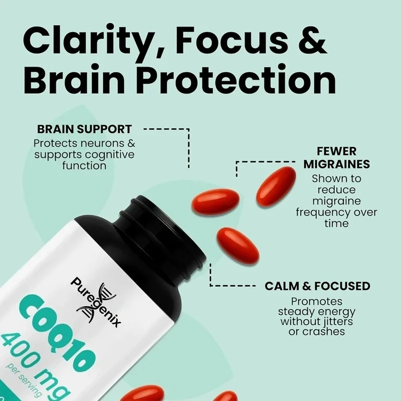 CoQ10 400mg Soft Capsules - Highly Absorbent Coenzyme Q10 200mg/400mg Per Serving, 60 Capsules Liquid Soft Capsules