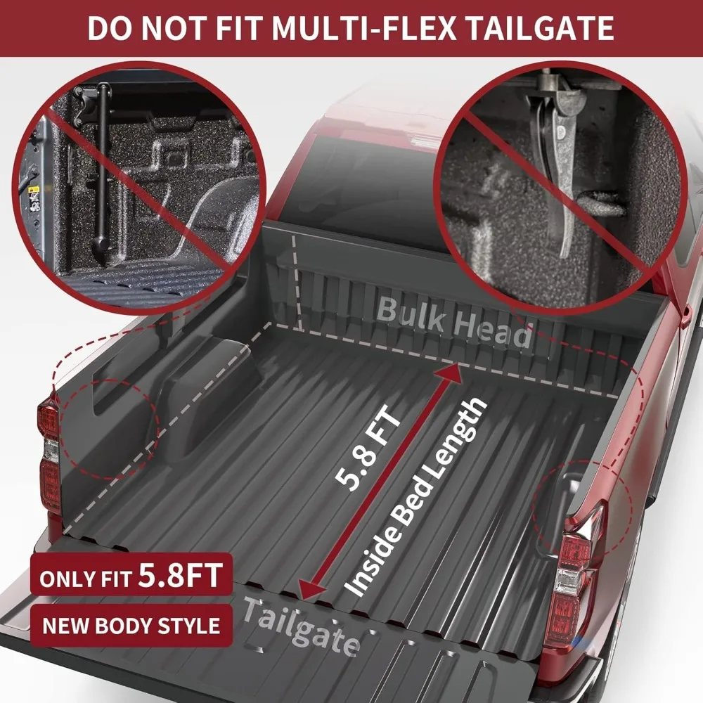 الملحقات الخارجية غطاء تونيو ناعم ثلاثي الطي لسيارة تشيفي سيلفرادو جي إم سي سييرا 1500 بطول 5.8 قدم