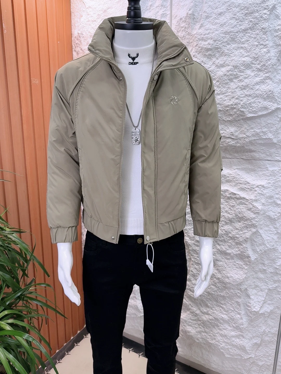 

Модная мужская куртка-жакет из хлопка, приталенная, с воротником, новая зимняя коллекция, бренд Haome, из полиэфирного волокна, с длинными рукавами, на молнии