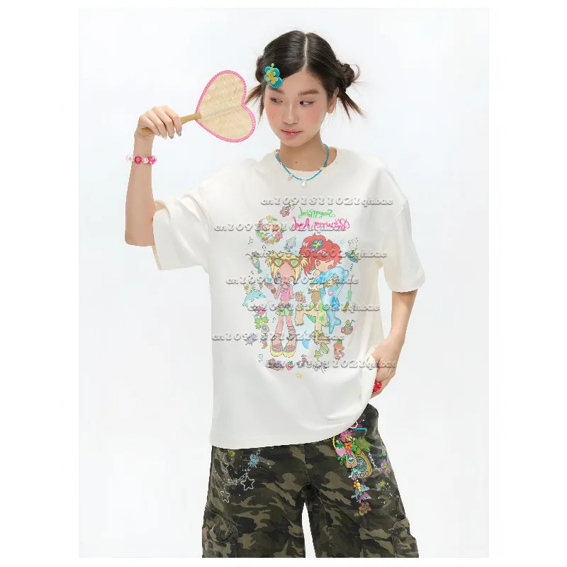 

Korean Instagram Embraces Dolphin Comic Girl 3D Printed Casual Versatile Loose Quick Drying Short Sleeved T-shirt Top Trendy