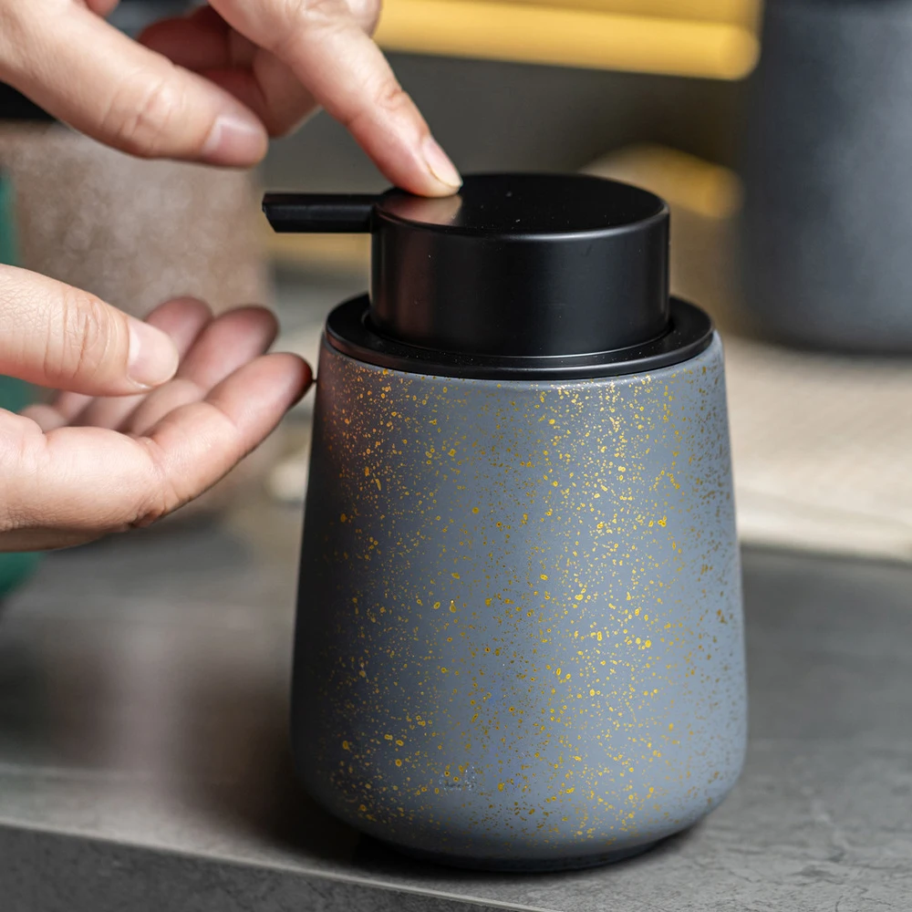 Frosted Gold Ceramic Foaming Bottle Emulsion Pressing Bottle High-end Empty Bottle Shampoo Shower Gel Subpackaging Jar Household