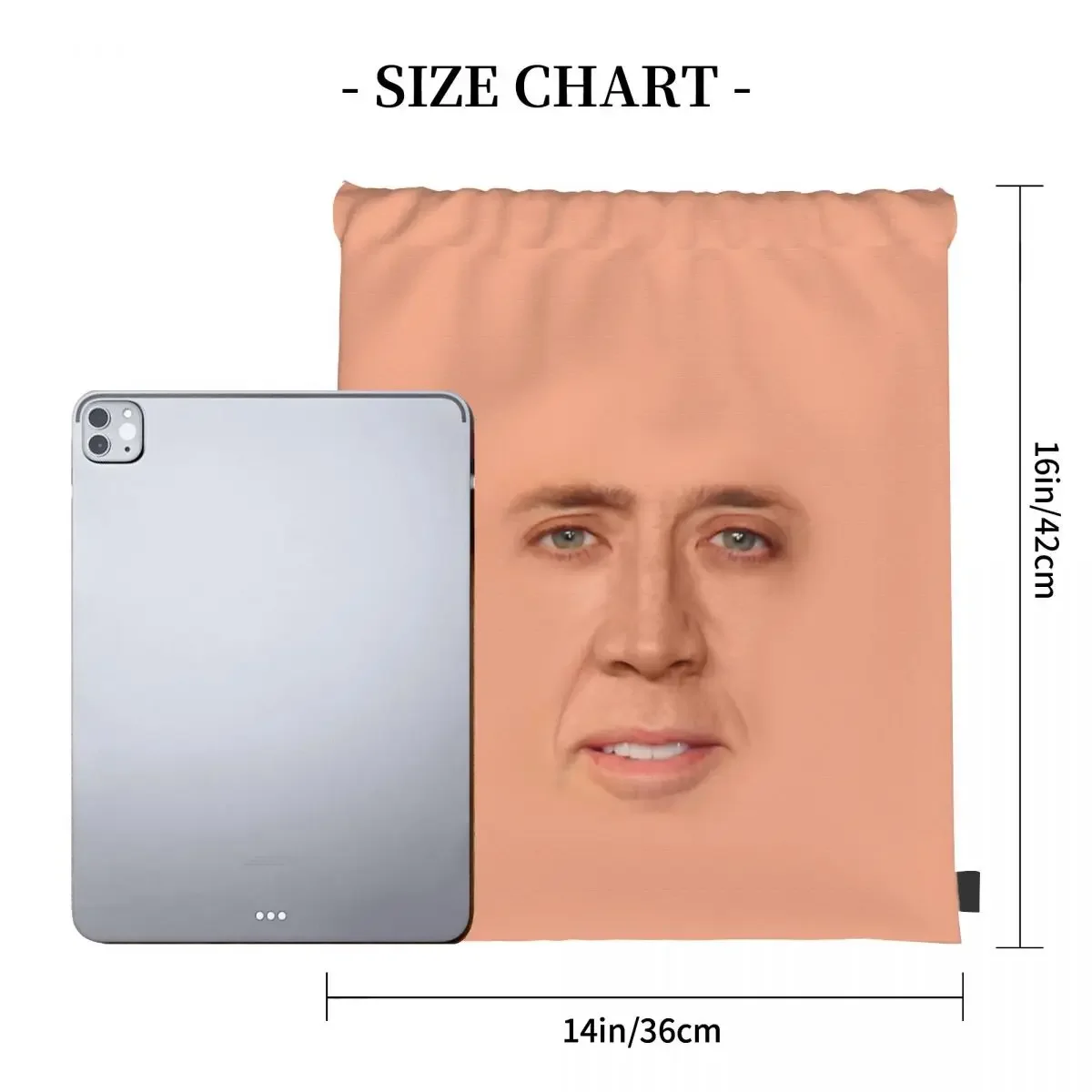 Nicolas Cage Face Mochilas para homens e mulheres, sacos portáteis casuais, bolso com cordão, saco de diversos, bookbag