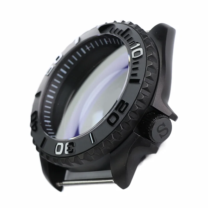 High Quality 42mm Skx007 Steel Black Matte Waterproof Watch Case With Sapphire Crystal For Nh35 Nh36 Movement 28.5mm Dial Mods