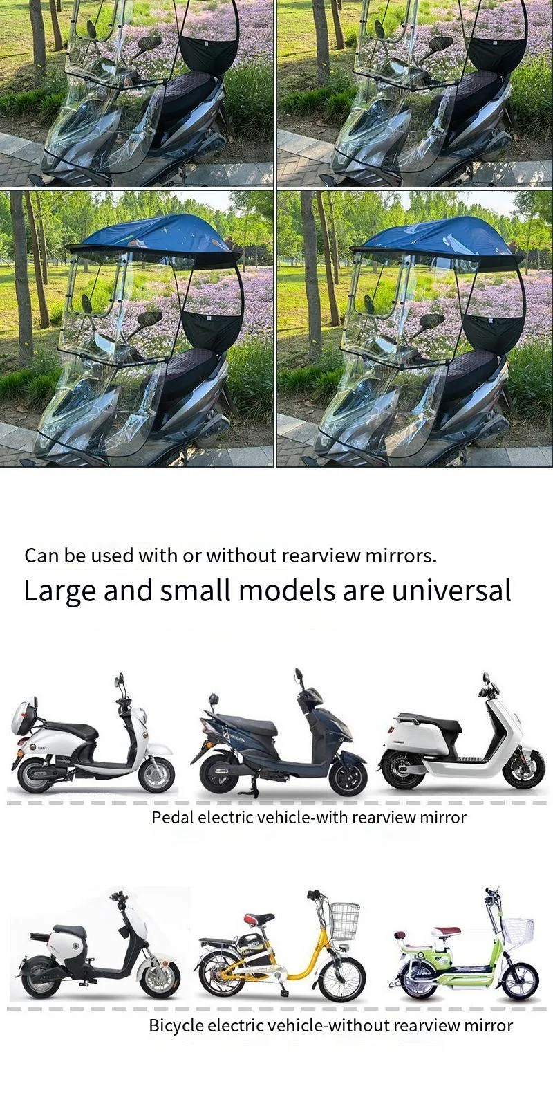 Winddichter, wasserdichter Sonnenschutz für E-Bikes, universell passend für E-Scooter, Motorräder, Outdoor-Schutz, Regenschutz – Detail 14