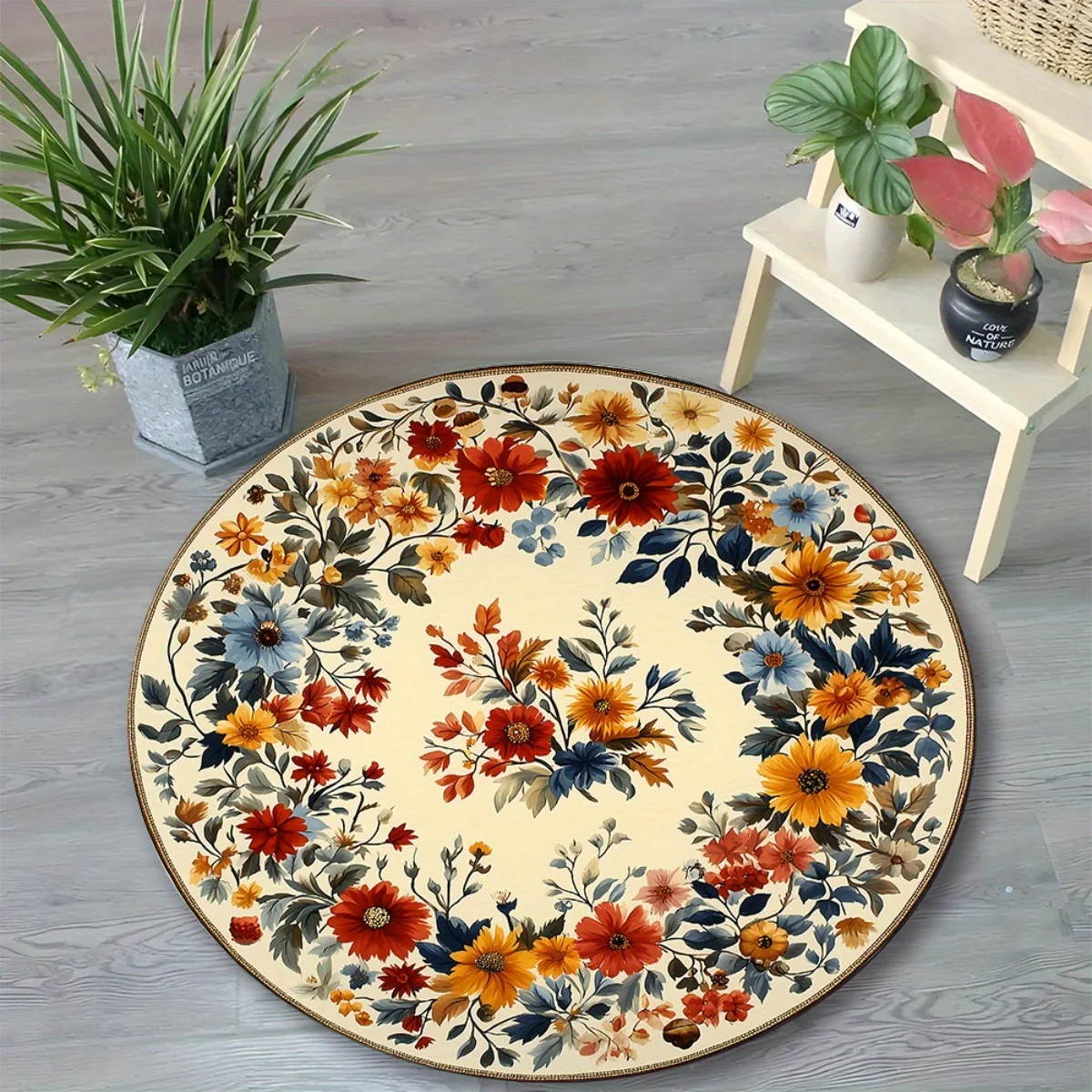 

Круглый ковер с растениями и цветами — нескользящий, водопоглощающий ковер для гостиной и спальни, домашний декор в стиле Ins