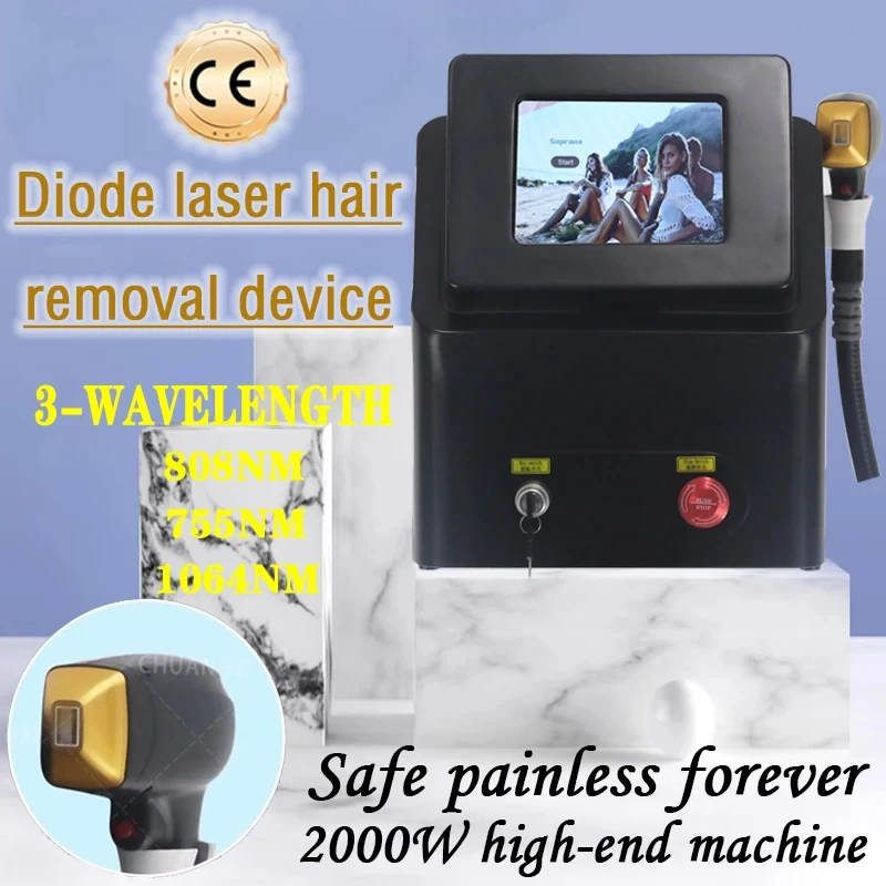 

Safest Depiladora Laser New Black Ice Platinum Cooling System Skin care 808nm Diode Laser Hair Removal Machine 3-Wavelength