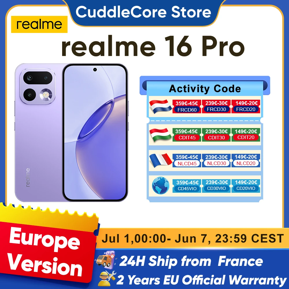 realme 16 Pro 5G smartphone Edición Europea MediaTek Dimensity 7300 Max Cámara …