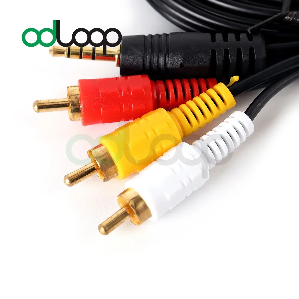 ODLOOP RCA 비디오 AV 어댑터 수 스테레오 오디오 비디오 케이블, 수-3 암, 3.5mm