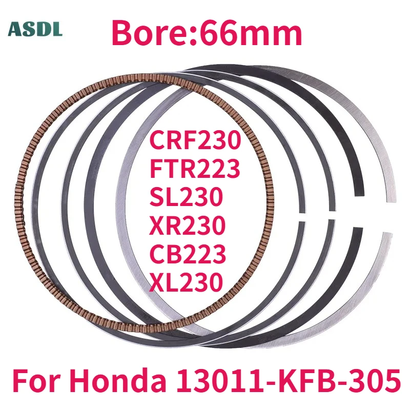 

66mm Motorcycle Engine Cylinder Piston Rings For Honda CRF230F 2003-2021 CRF230 FTR223 SL230 XR230 CB223S XL230 13011-KFB-305