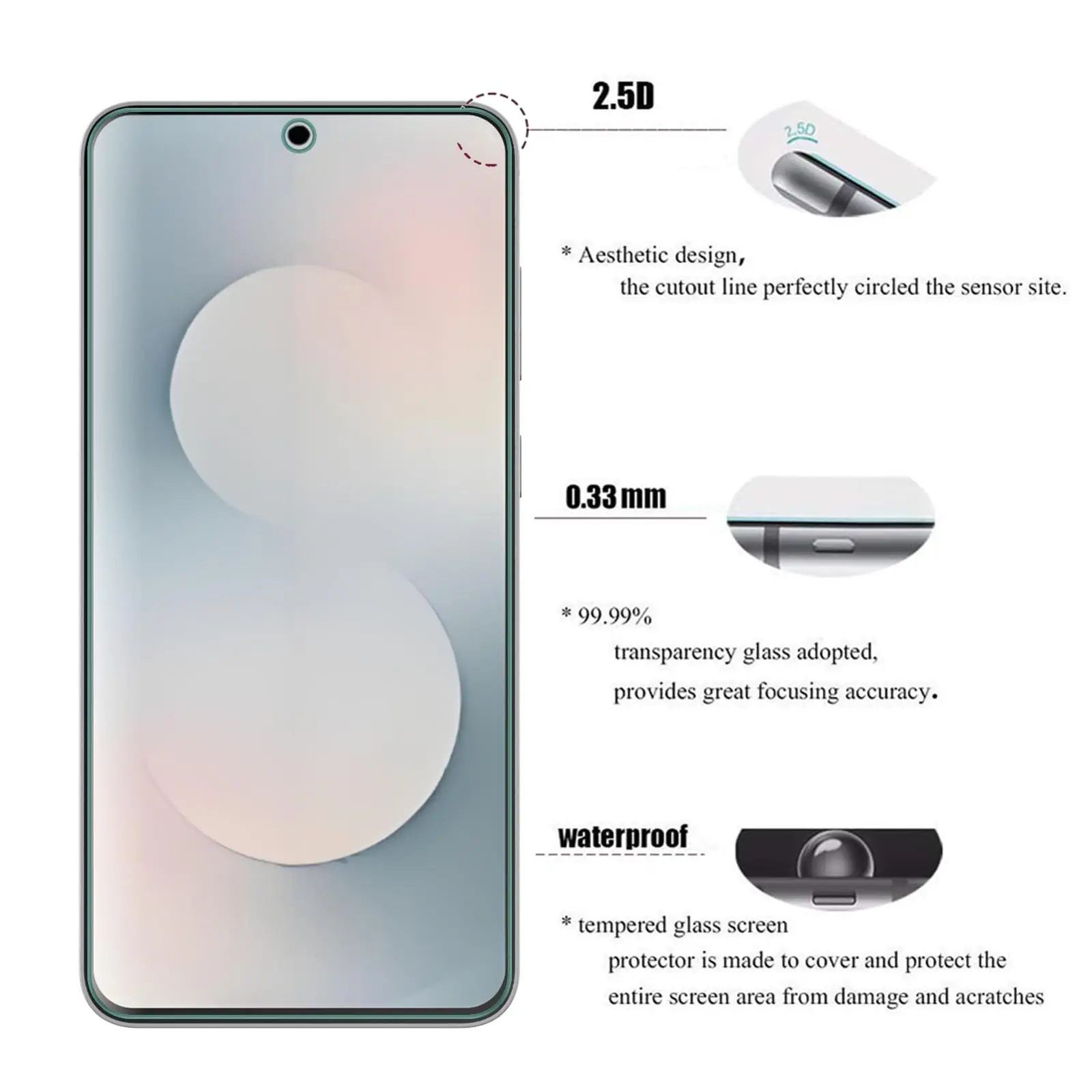 Displayschutzfolie für Samsung Galaxy S25 FE FANS EDITION, gehärtetes Glas, HD 9H, transparent, klar, kratzfest, freundlich – Detail 7