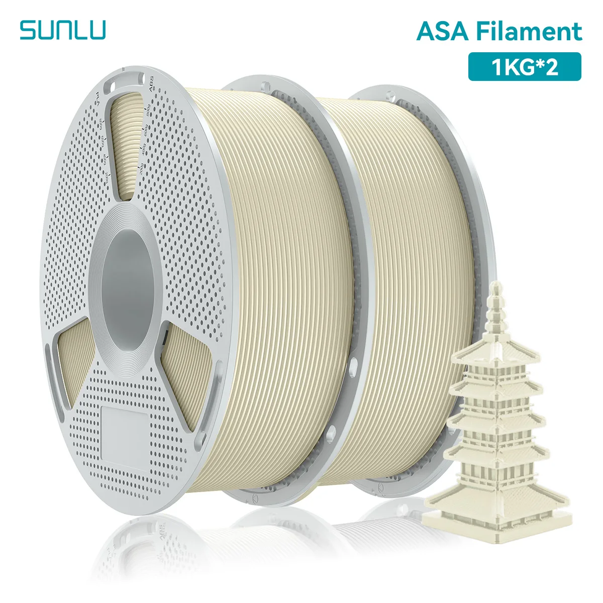 SUNLU ASA 3D-printerfilament 1,75 mm 1 kg/2,2 lbs, hoge temperatuurbestendigheid en UV-bestendig, weerbestendig 3D-printmateriaal voor buiten - afbeelding 1