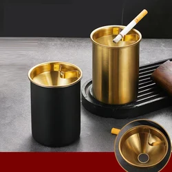 Ashtray Stainless Steel Ashtray With Lid Round Windproof Stainless Steel Smokeless Cigar Ashtray Patio Indoor