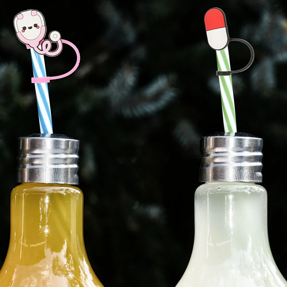 

12Pcs Straw Caps Reusable Dustproof Plugs Lovely Shape Straw Tips End Protectors Covers for Daily Use Party Picnic Gathering