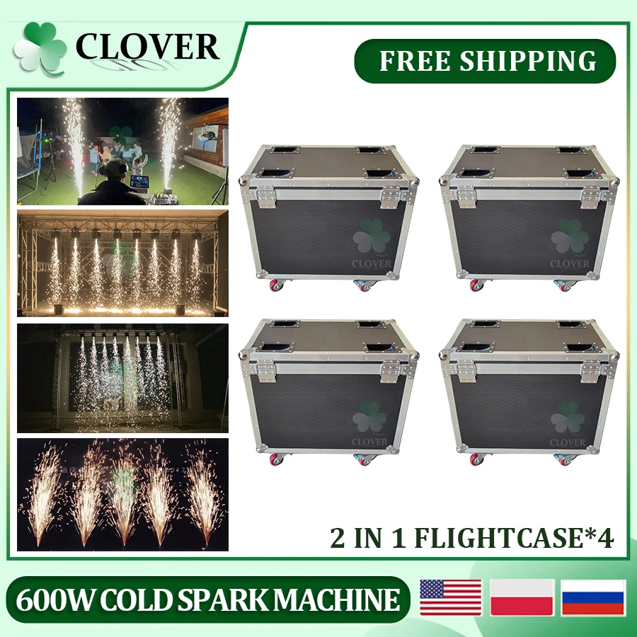 

0 Tax 4Pcs Flightcases(2in1) Ti Powder 600W Cold Spark Machine DMX Remote Cold Fireworks Fountain Spark Stage Sparkular Machine