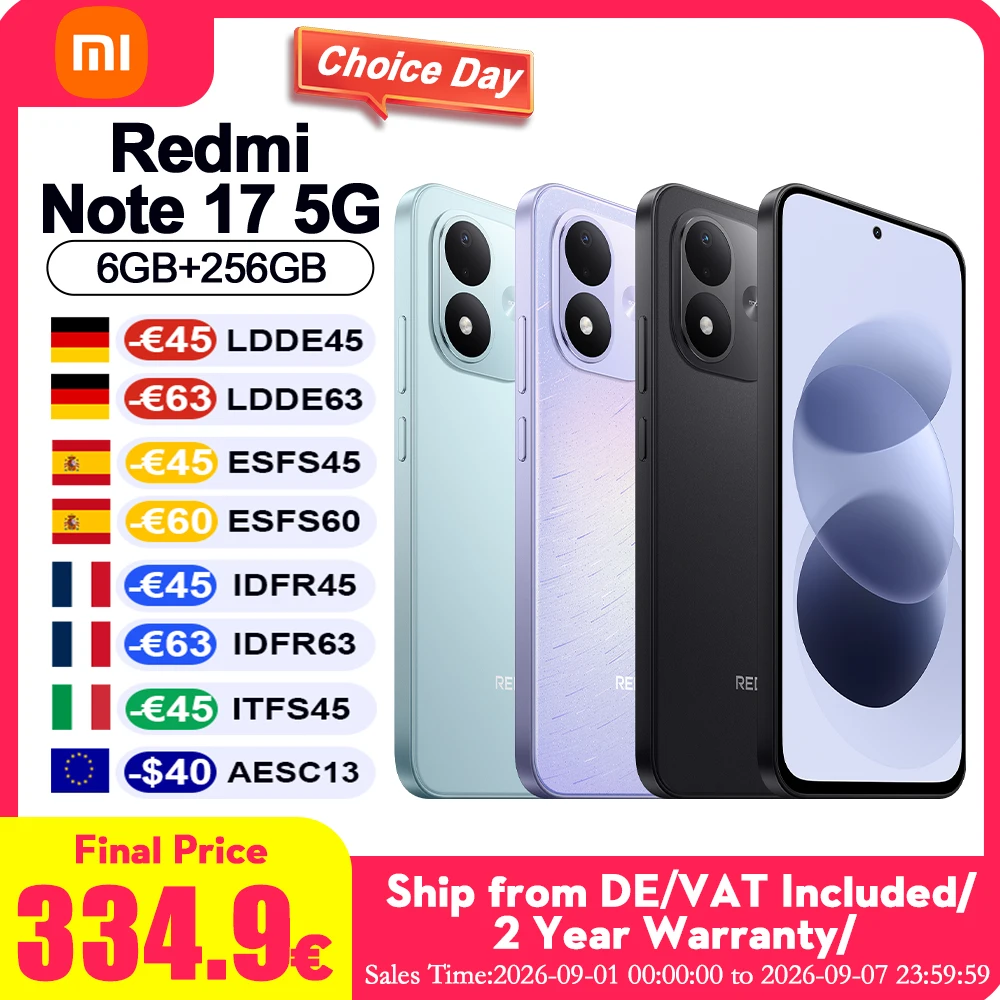 Versión Global REDMI Note 17 5G NFC Smartphone, Pantalla AMOLED FHD de 6.99′ con Protección Ocular, Potente Snapdragon 4 Gen 4, Desbloqueo Facial por IA, Teléfonos Móviles 2