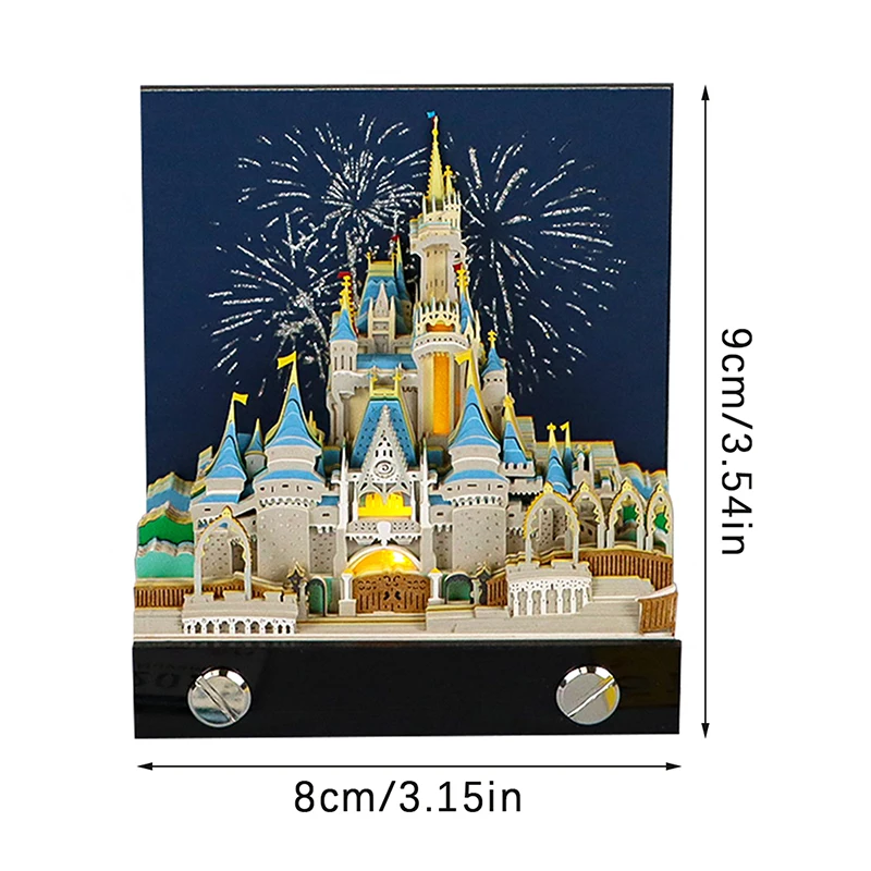 Castl Desk Calendar With LED Lights 2025 Calendar Memo Pad Creative Desk Calendar DIY Notes Notepad 3D Art Calendar Paper