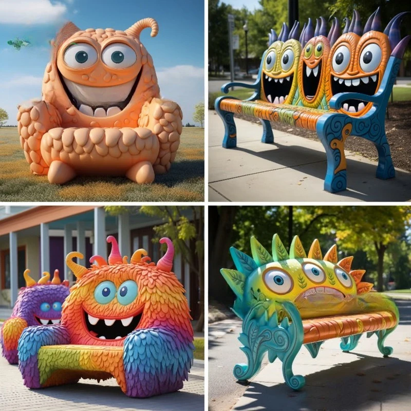 FRP Shopping Mall Hotel Meichen Cartoon Fun Sitting Stool Shaped Outdoor Square Landscape Public Rest