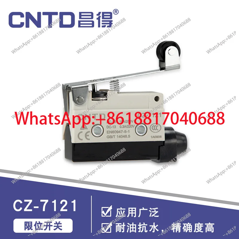 CNTD Changde Electric Micro Switch CZ-7121 Limit Stroke Switch Water Resistant Self-Reset Long Handle with Roller