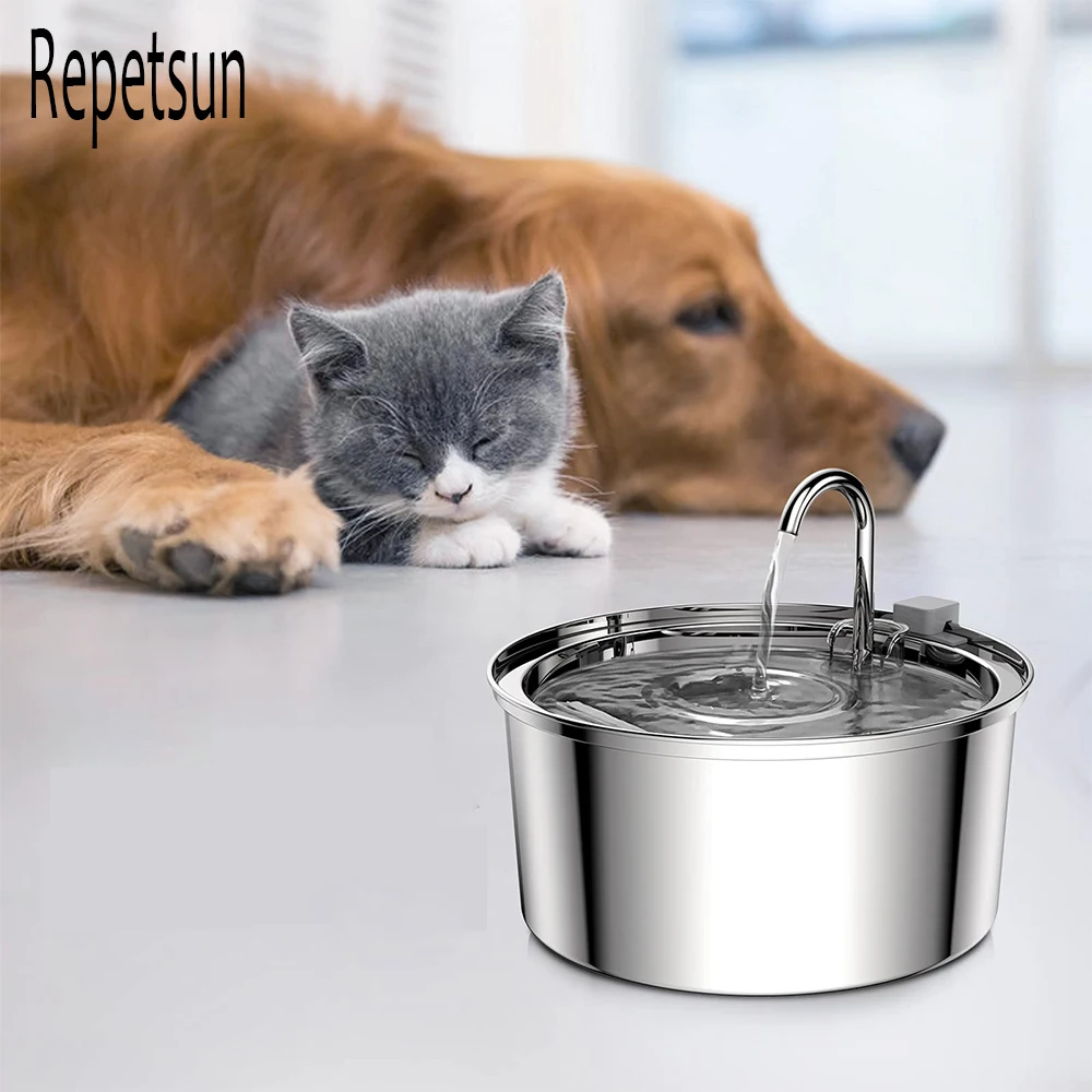 3.2L Cat Automatic Water Dispenser Pet Smart Induction Water Feeder USB With Filter Stainless Steel Dog Feeder Pet Supplies