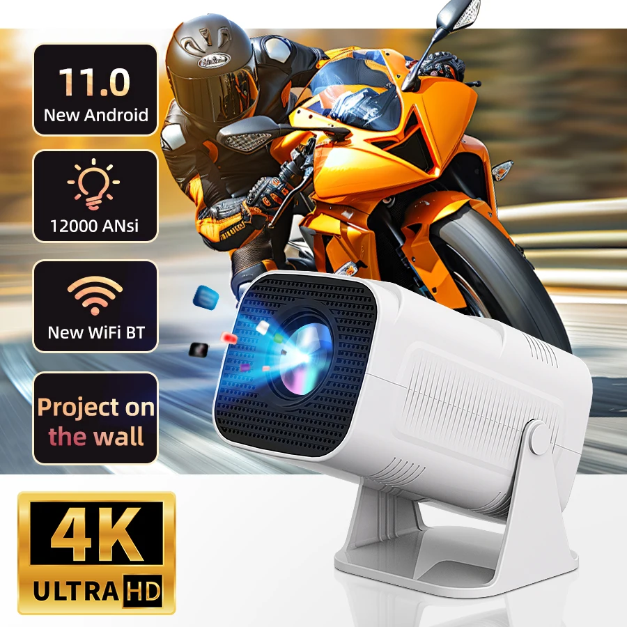 

HUASHIJIE Projector 4K Android 11 Dual Wifi6 260ANSI Allwinner H713 BT5.0 1280*1080P Cinema Outdoor Portable Projetor