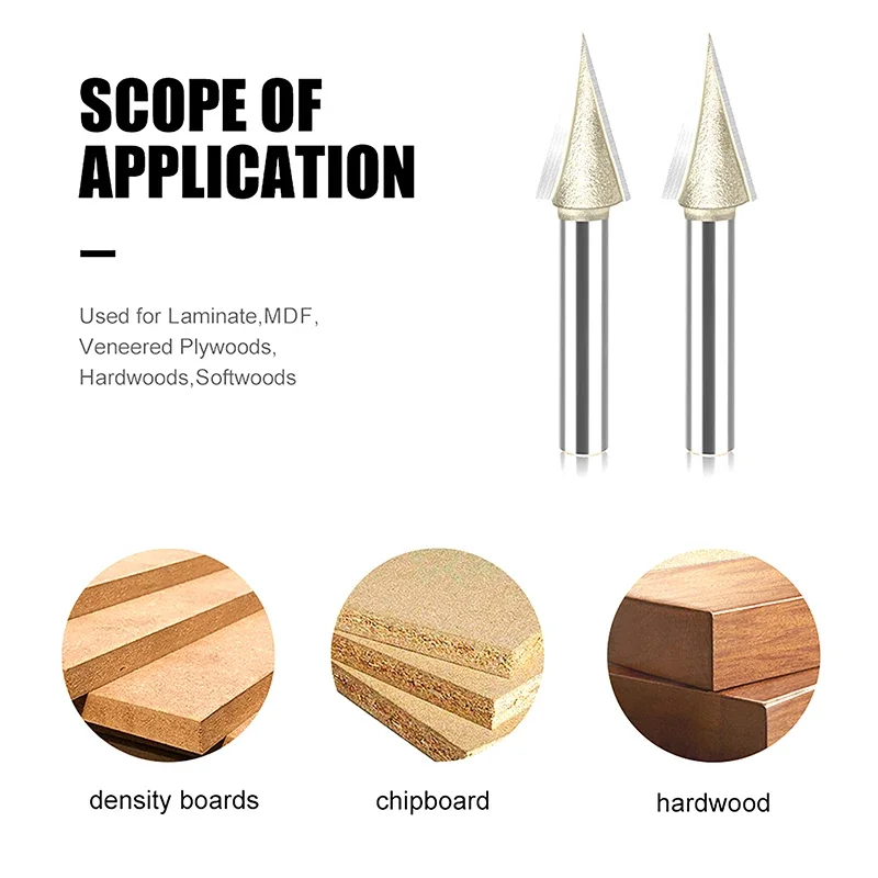 Punte per fresa CNC da 30 gradi in acciaio al tungsteno a forma di V di qualità per la lavorazione del legno