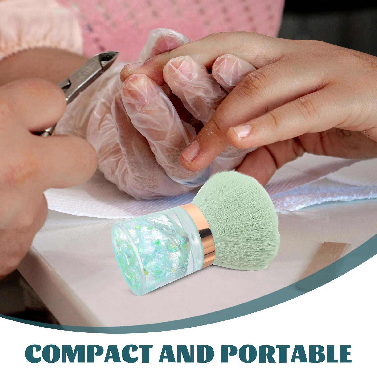 Escova de pó para unhas, pó macio, formato de flor, espanador de manicure, ferramenta de limpeza de pó acrílico, escova de pó fino